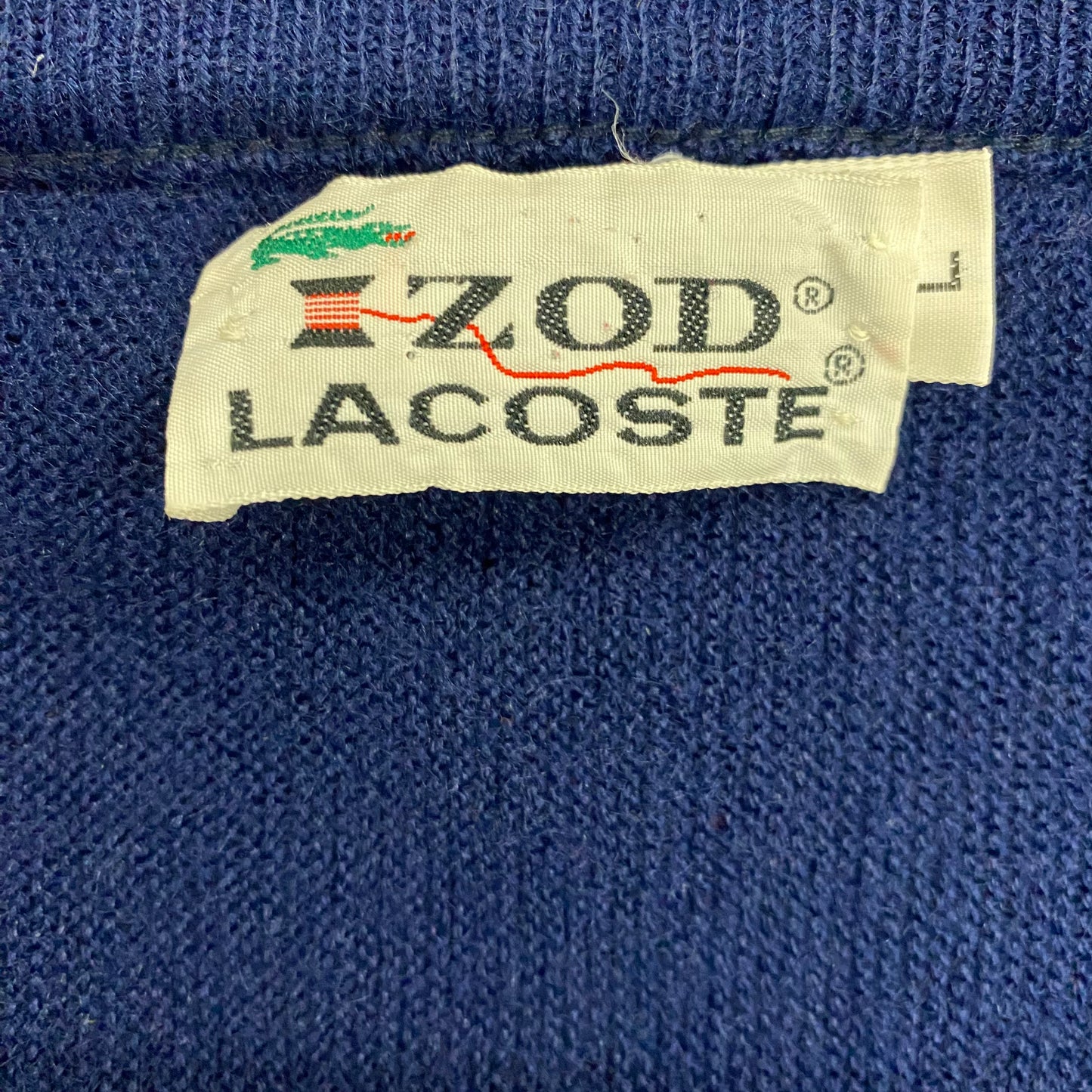 Vintage 1960s Izod Lacoste Navy Blue V-Neck Sweater - Size Large