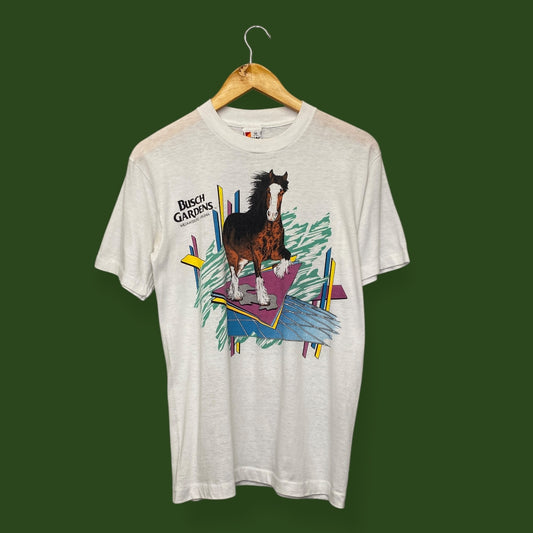 Vintage 1980s Busch Gardens Rad Horse Tee - Size Medium