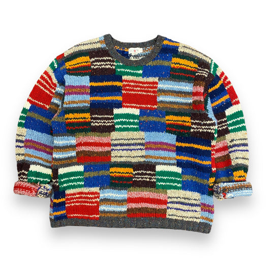 Vintage J.Crew Patchwork Wool Knit Sweater - Size Large