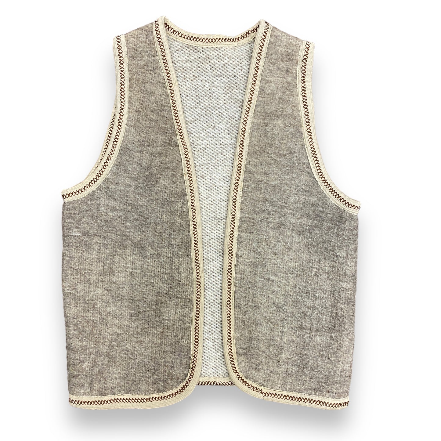 Vintage Tan Knit Wool Vest - Size Medium