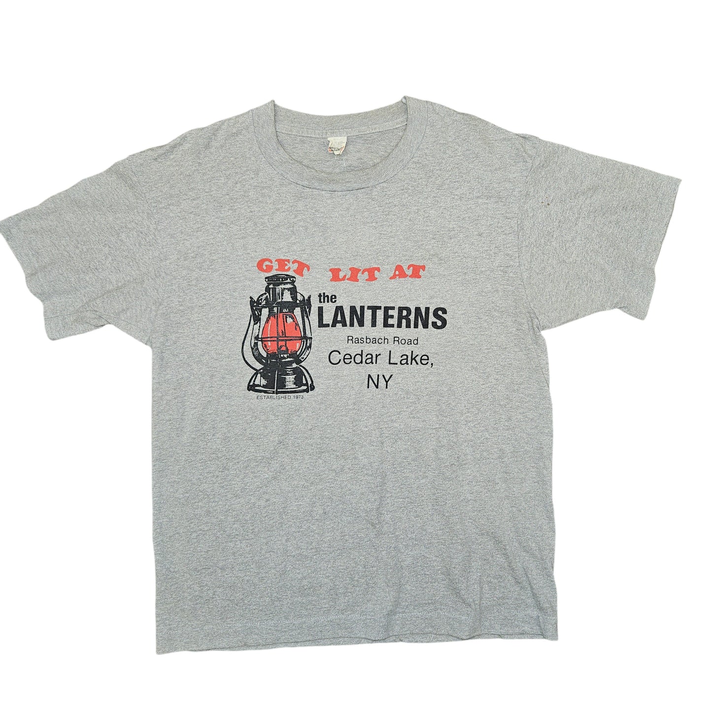 Vintage 1980s "Get Lit at the Lanterns" Cedar Lake NY Tee - Size Large