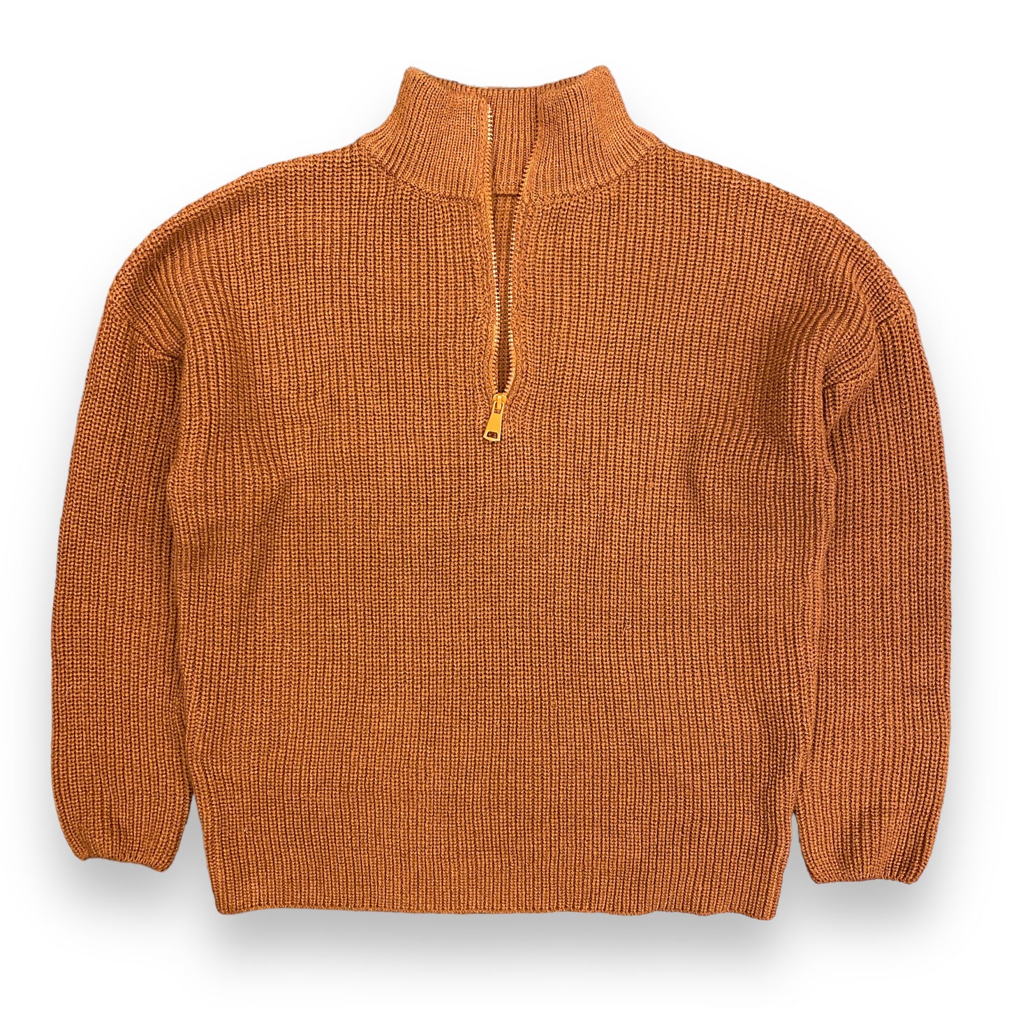 Vintage Carmel Knit Quarter-Zip Sweater - Size M/L