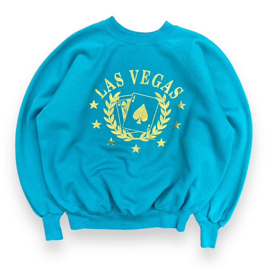 Vintage 1980s "Las Vegas" Gold Foil Print Sweatshirt - Size XL