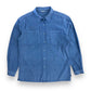 Vintage 1980s Royal Blue Suede Button Up Shirt - Size Medium