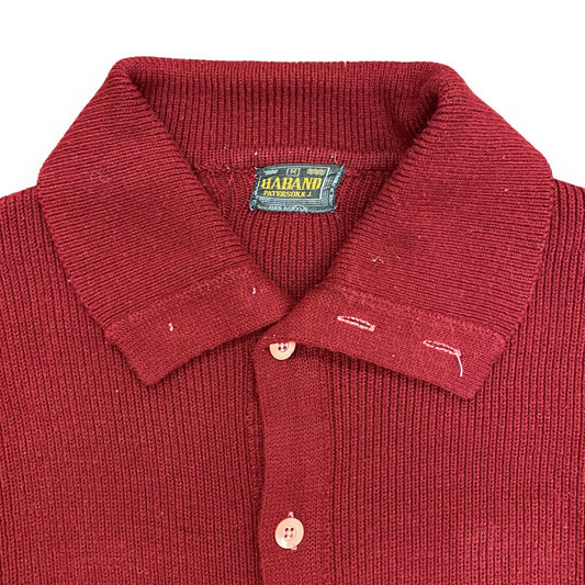 Vintage 1980s Haband Double Pocket Full Button Maroon Sweater - Size Medium