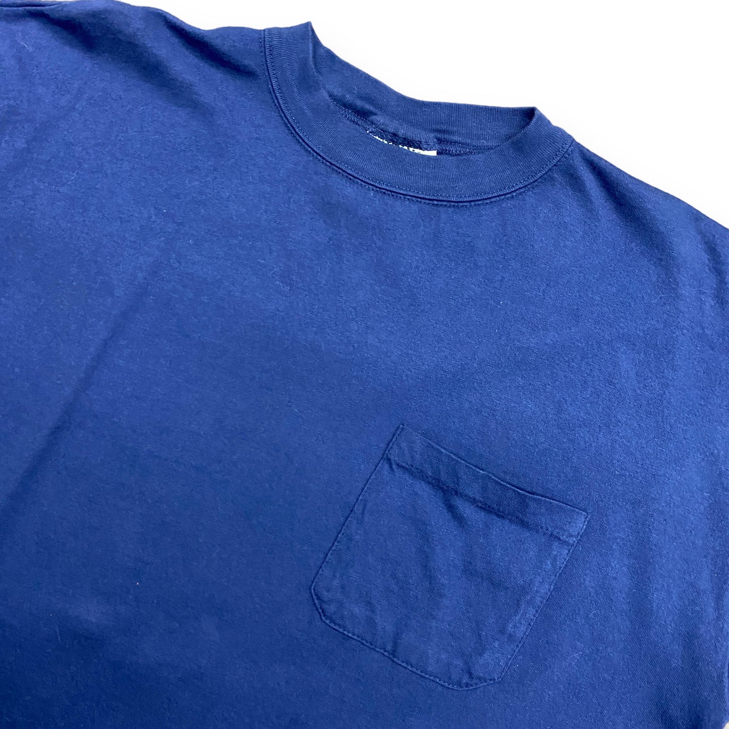 1990s Gitano Cropped Navy Blue Pocket Tee - Size Large