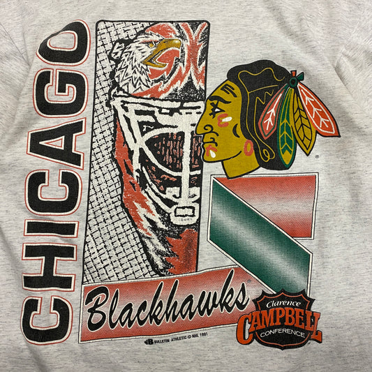 1991 Chicago Blackhawks NHL Hockey Logo Tee - Size Medium