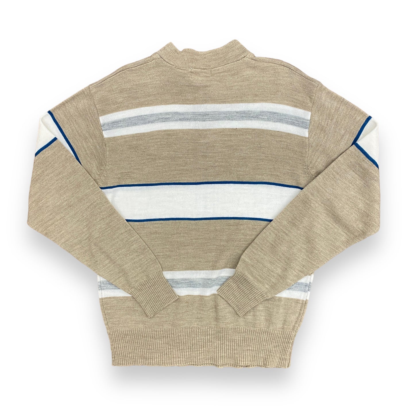 1980s Striped Wool Blend Henley Sweater - Size Large