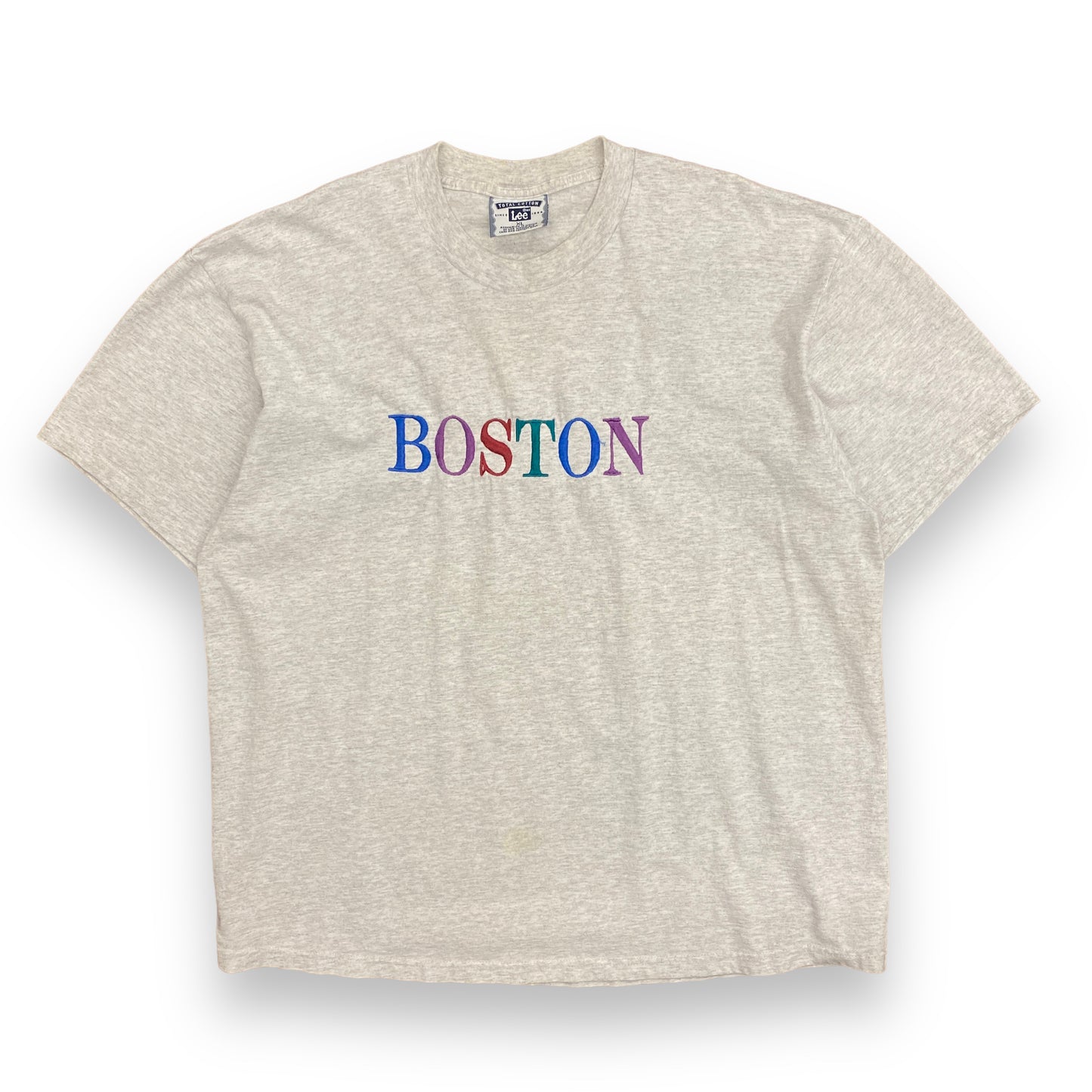1990s "Boston" Embroidered Heather Gray Tee - Size XL