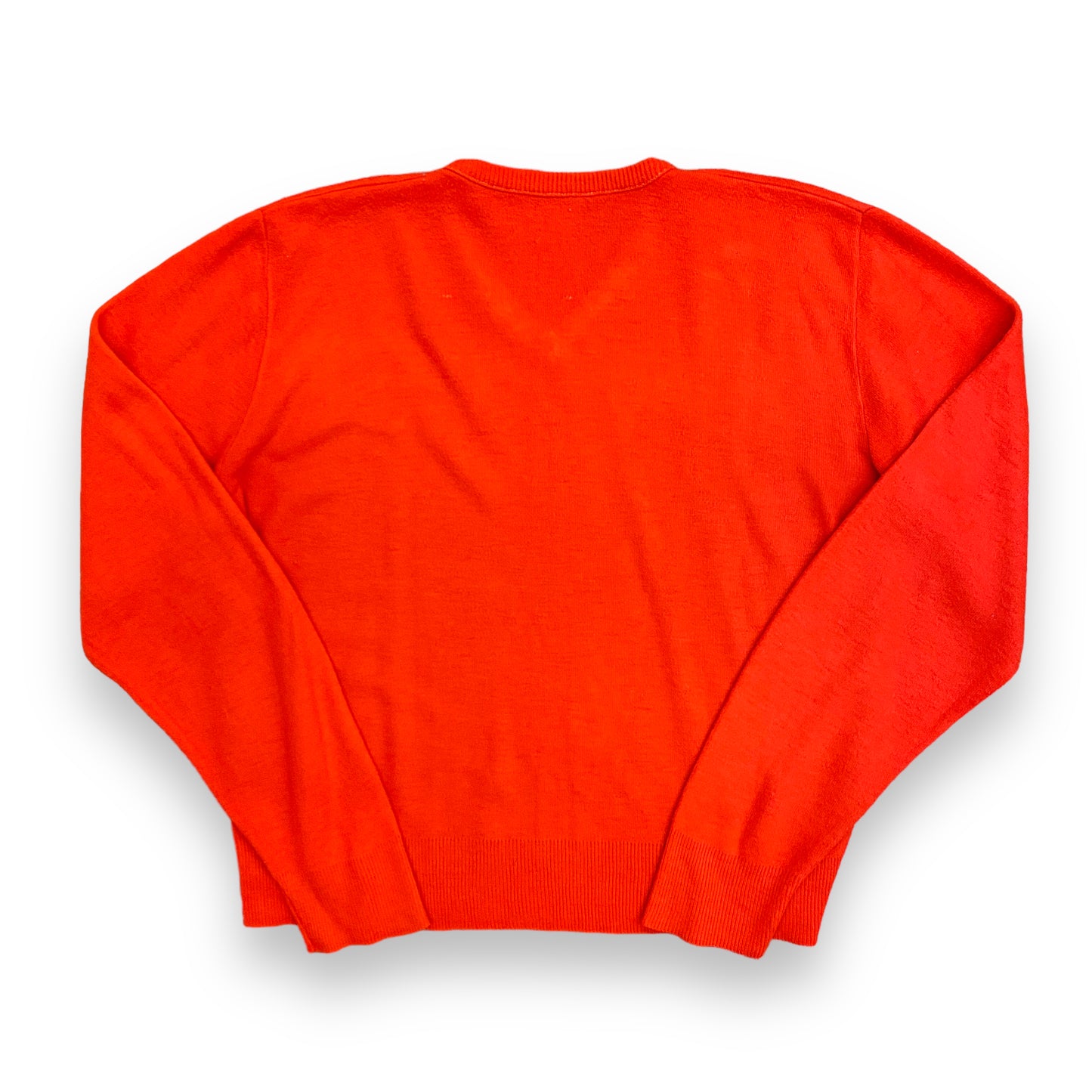 1980s Acrylic Red V-Neck Sweater - Size Large