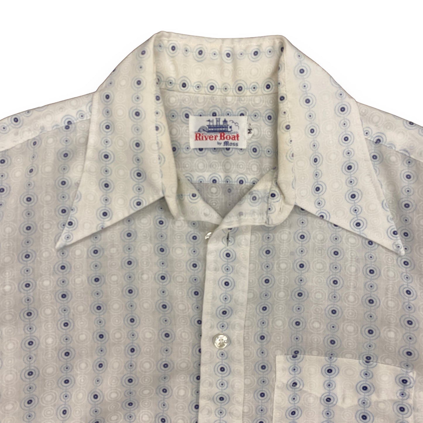 Vintage River Boat by Moss White & Blue Western Button Up - Size Medium