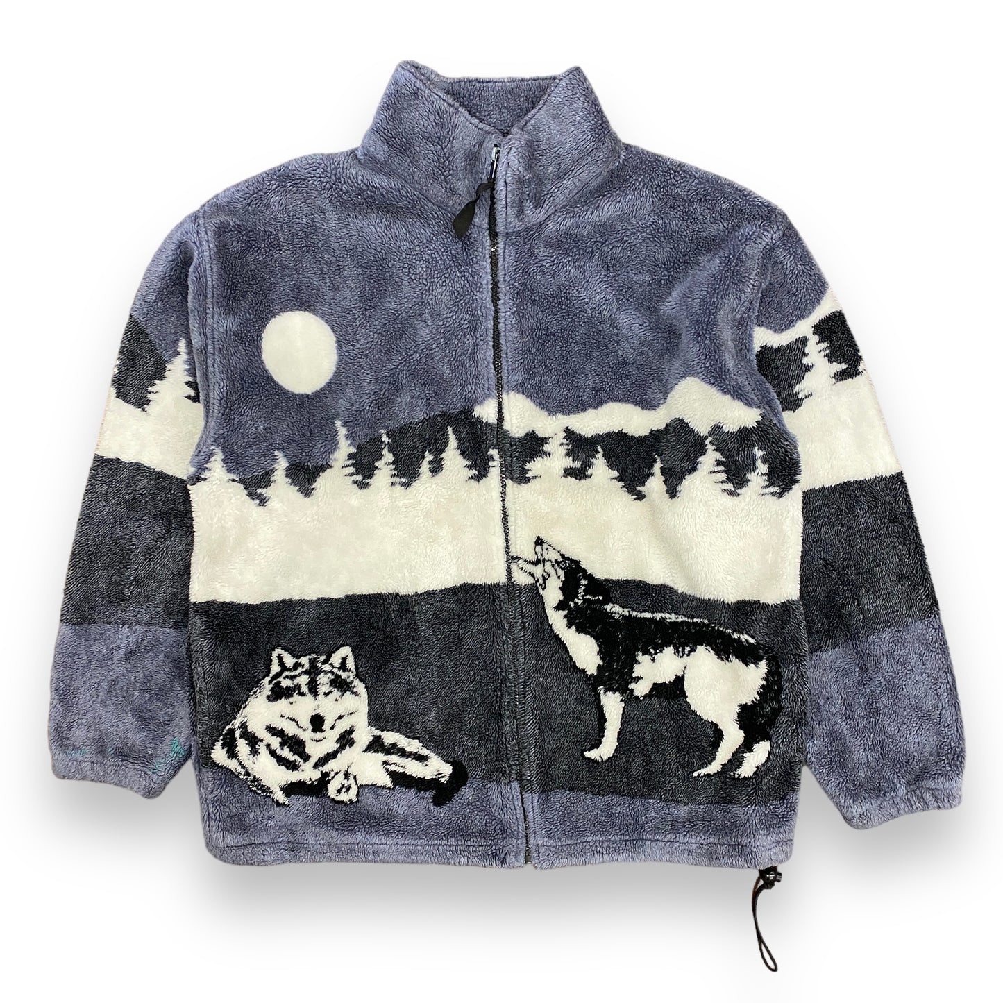 Vintage 90s All Over Print Wolf Fleece Jacket - Size Large