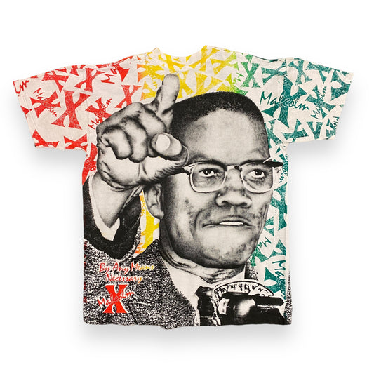 Vintage 1990s Malcolm X "By Any Means Necessary" AOP Tee - Size Large