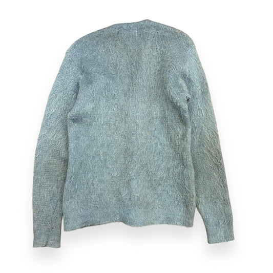 Vintage 1960s Mohair Light Blue Cardigan - Size Medium