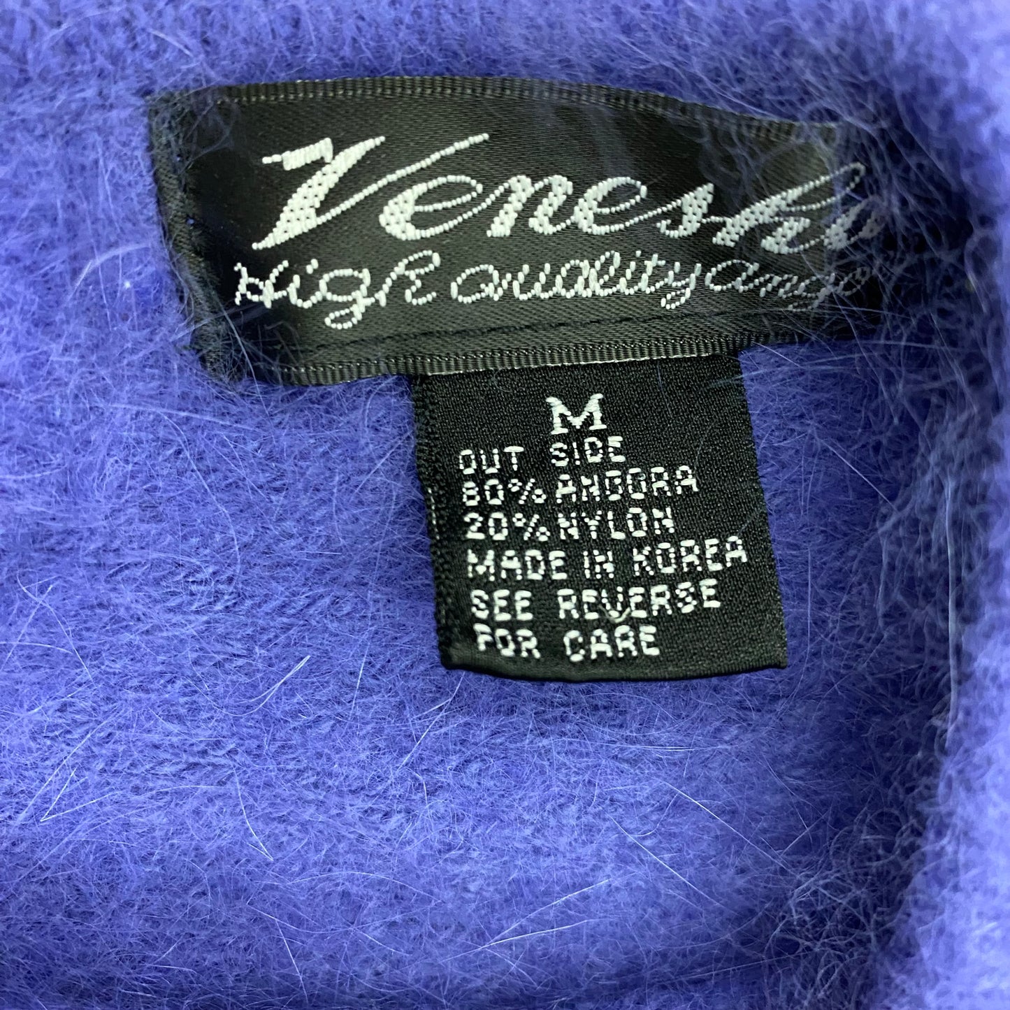 1980s Venesha Angora Wool Periwinkle Sweater - Size Medium