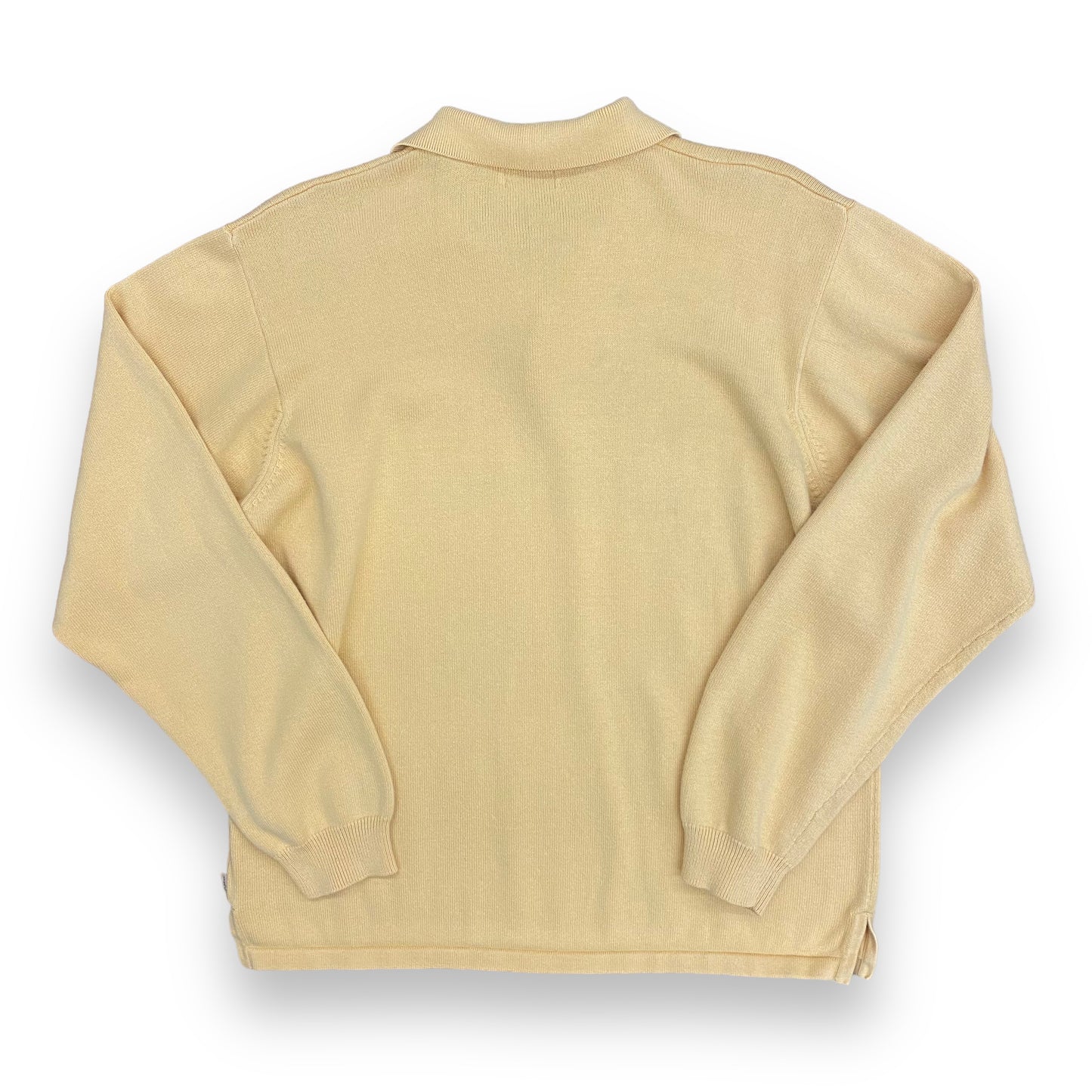 Vintage Izod Knit Yellow Long Sleeve Polo - Size Medium