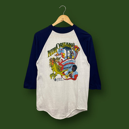 1980s New Orleans Fair Raglan Tee - Size Large