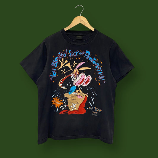1992 Ren & Stimpy Show Nicktoons Cartoon Tee - Size Large