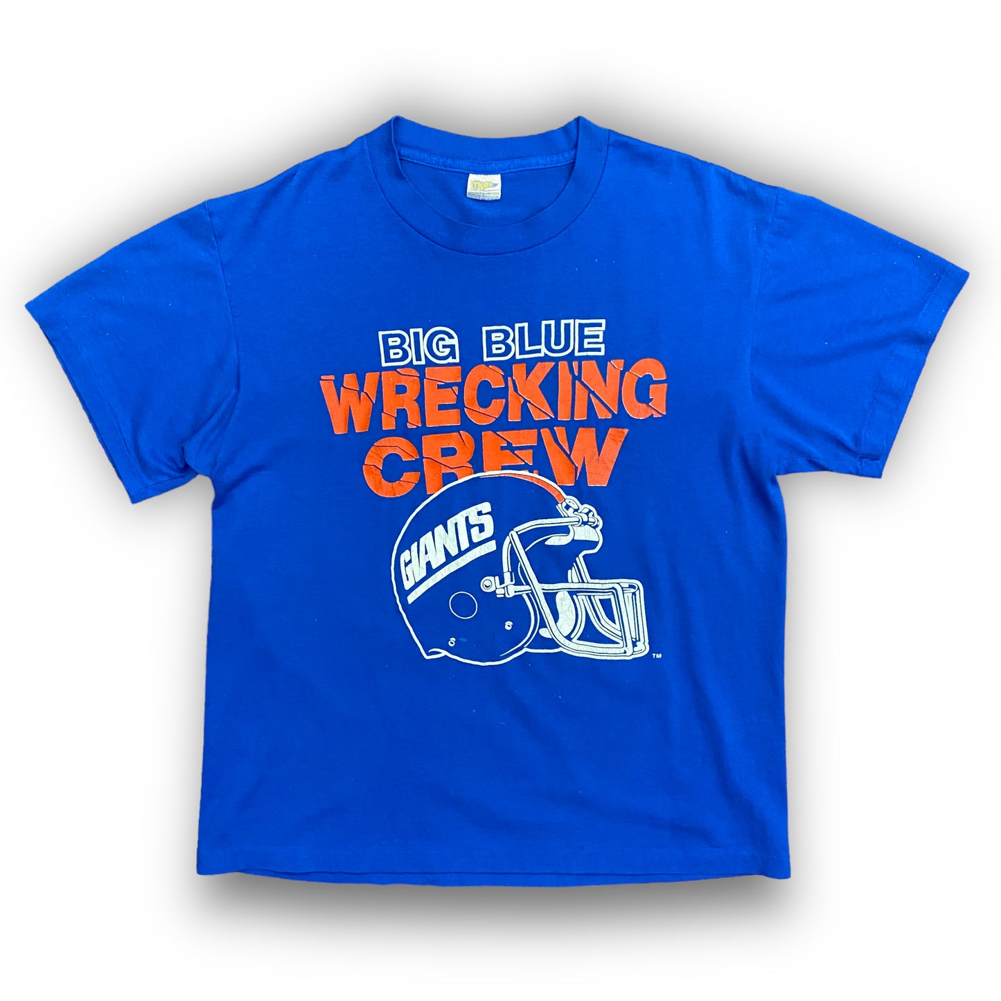 Vintage 1980s New York Giants "Big Blue Wrecking Crew" Tee - Size Large