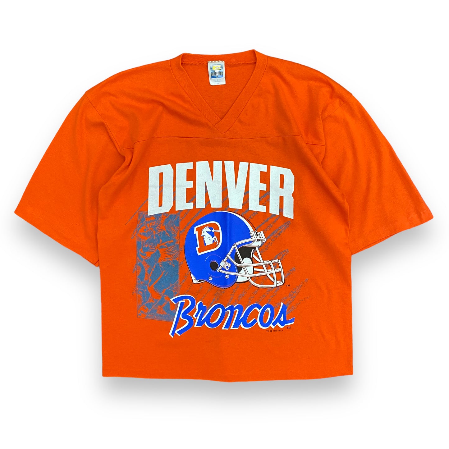 Vintage 1992 Denver Broncos V-Neck Jersey Tee - Size Medium