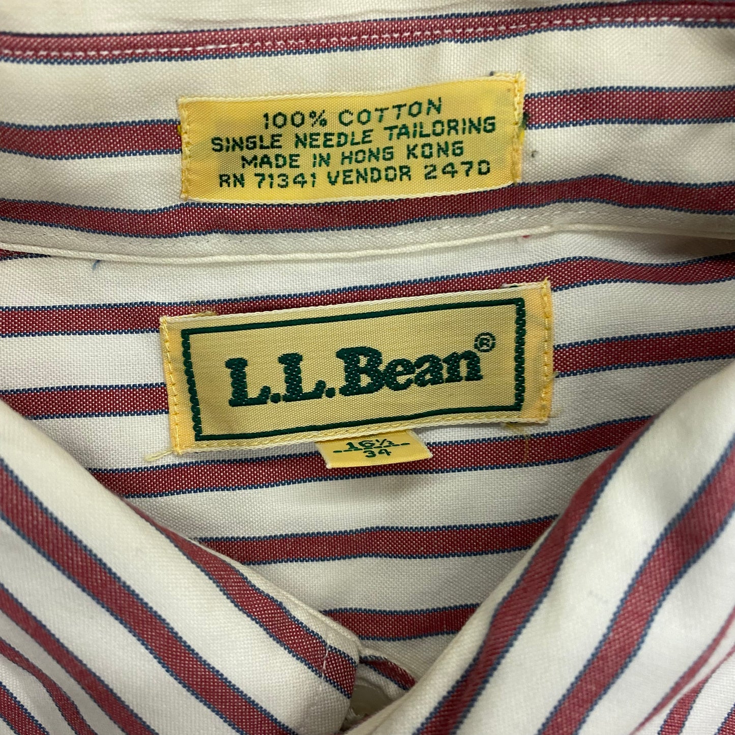 1980s LL Bean Red Striped Button Down Shirt - Size Large