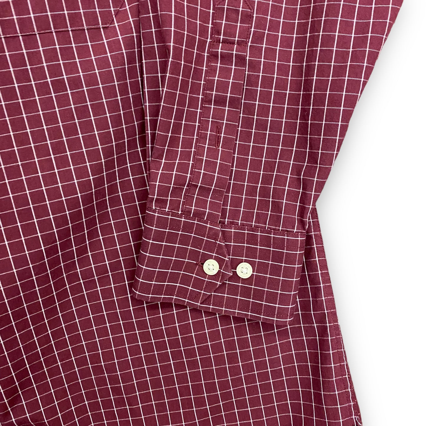 Vintage Monsieur by Givenchy Maroon Windowpane Button Up - Size Large (16)