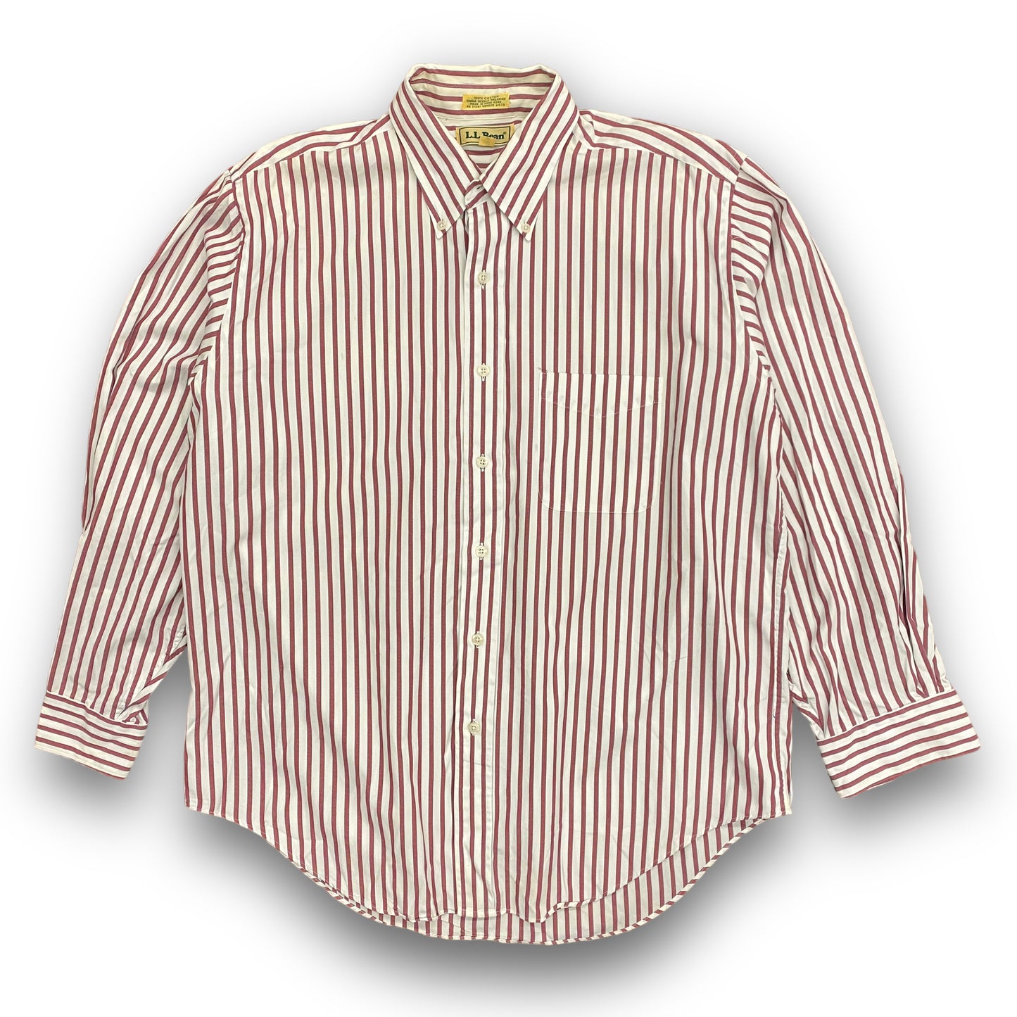 1980s LL Bean Red Striped Button Down Shirt - Size Large