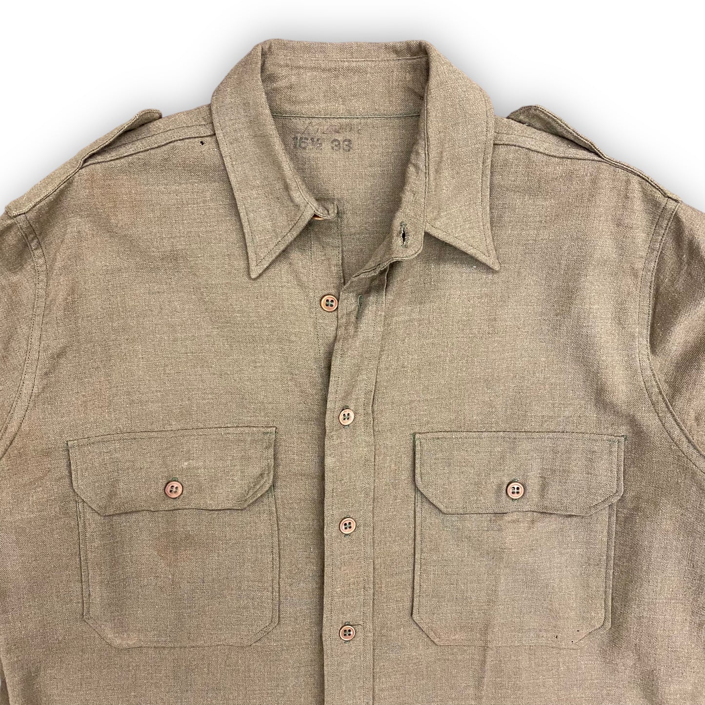 1930's/1940's Military Button Up Wool Shirt - Size Large (16.5)