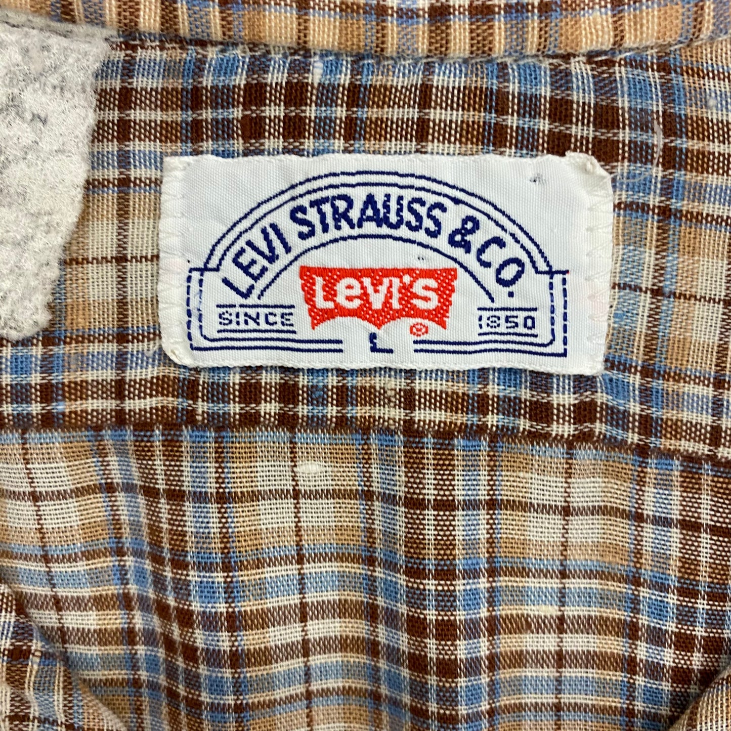 Vintage 1970s Levi's White Tab Plaid Button Up - Size Large
