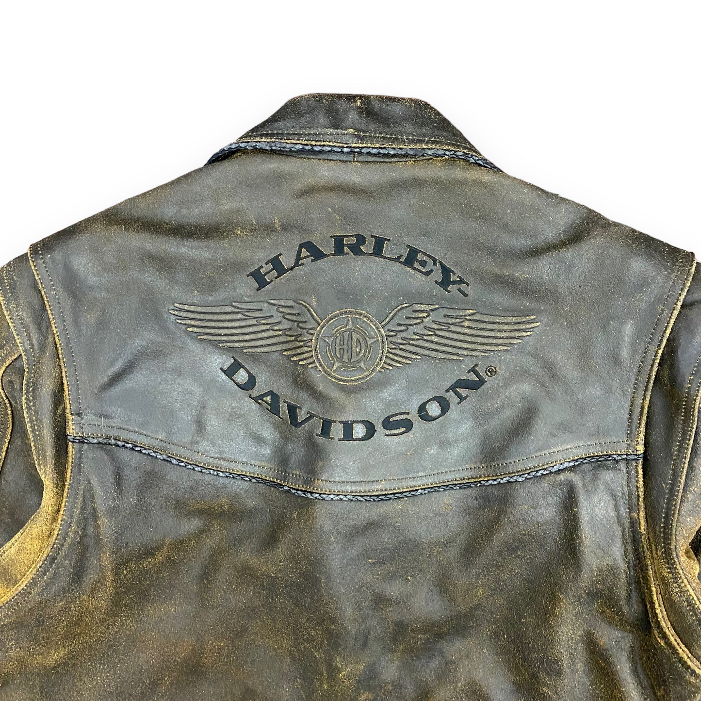 Harley Davidson Motorcycles Billings Brown Leather Riding Jacket - Size Medium