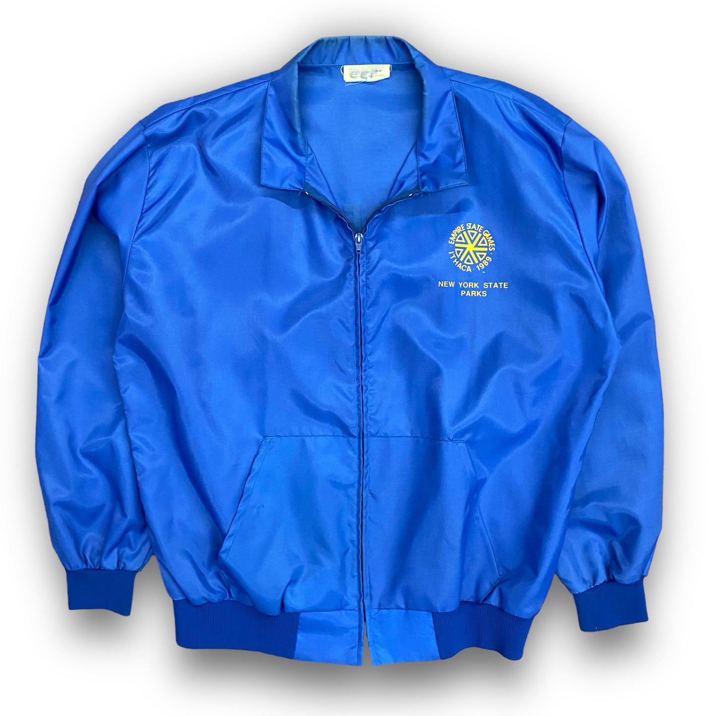 Vintage 1989 Empire State Games: Ithaca Blue Windbreaker Jacket - Size XL