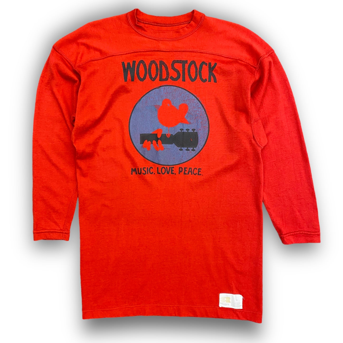 Vintage Original Woodstock 1969 Festival "Music, Love, Peace" Red Long Sleeve - Size Large