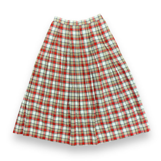 1980s Izod Plaid Pleated Skirt - Size 10
