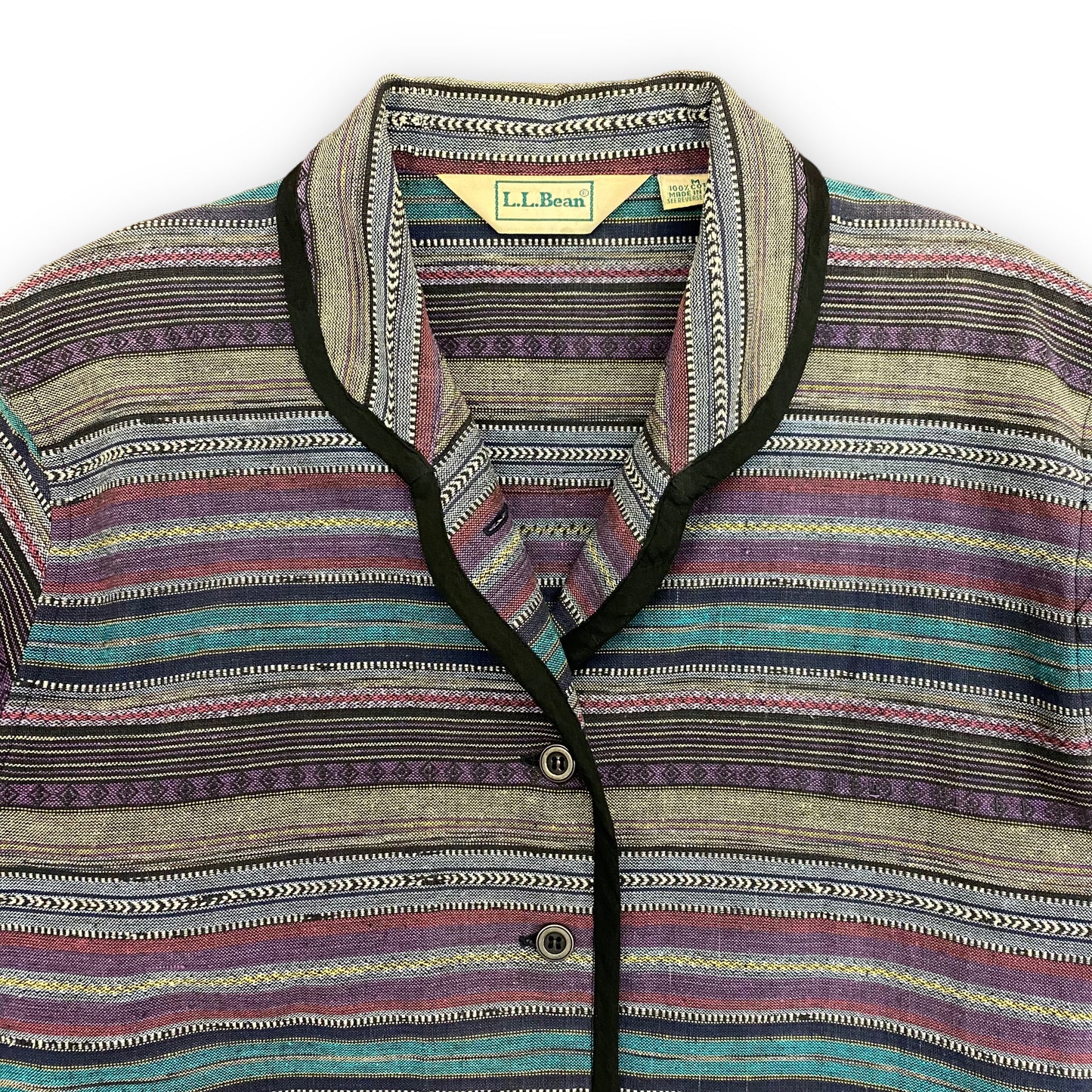 1980s LL Bean Cropped Abstract Striped Light Jacket - Size Medium