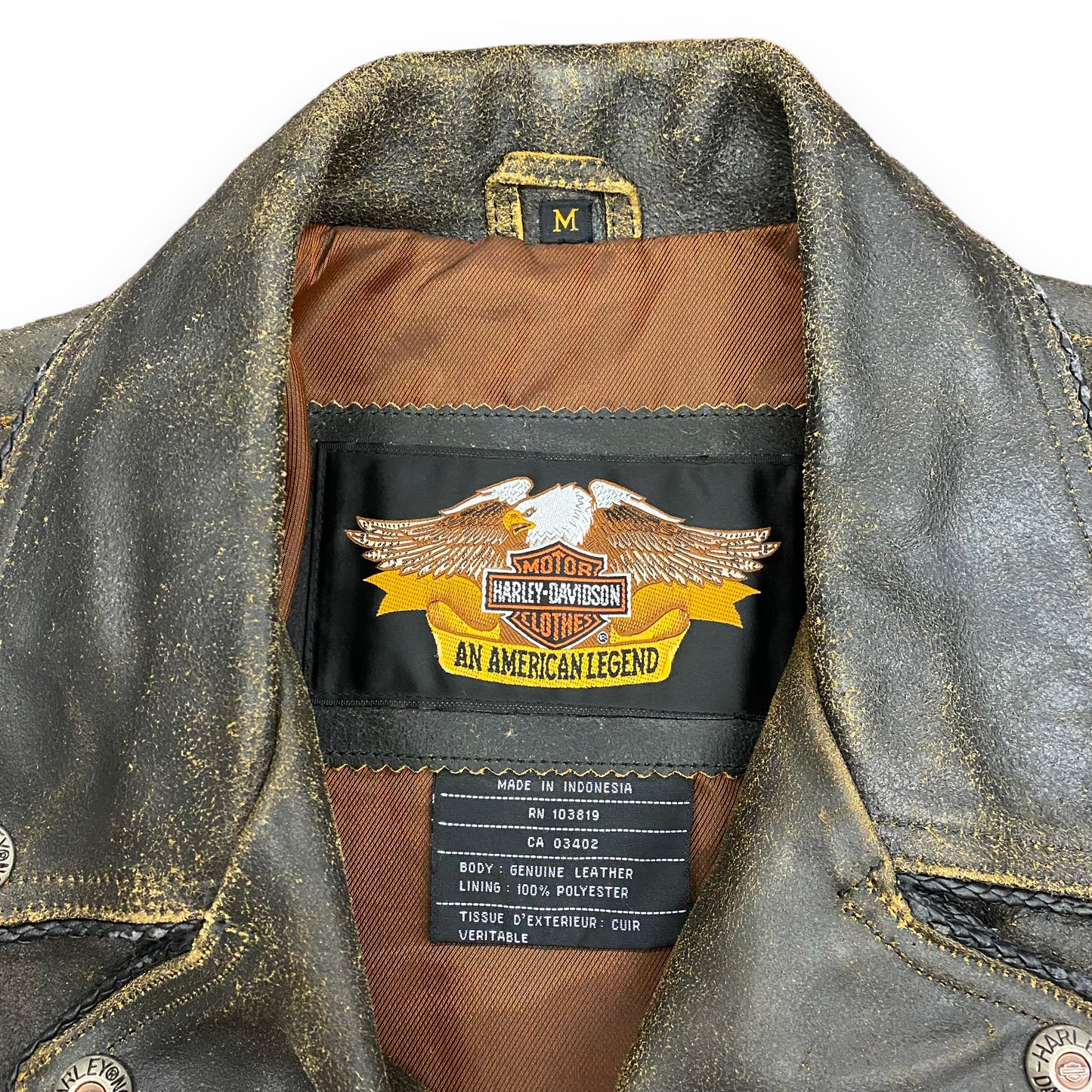Harley Davidson Motorcycles Billings Brown Leather Riding Jacket - Size Medium