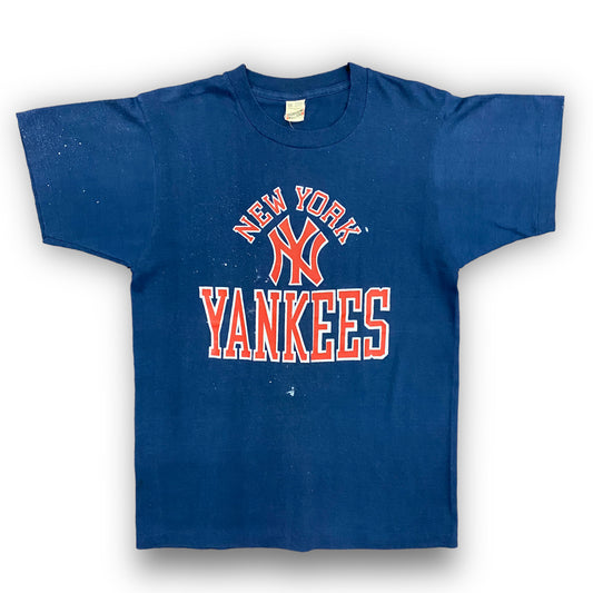 1980s New York Yankees MLB Baseball Paint Splattered Tee - Size Medium