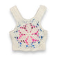 1960s White, Pink, & Blue Crocheted Tank - Size Small/Medium