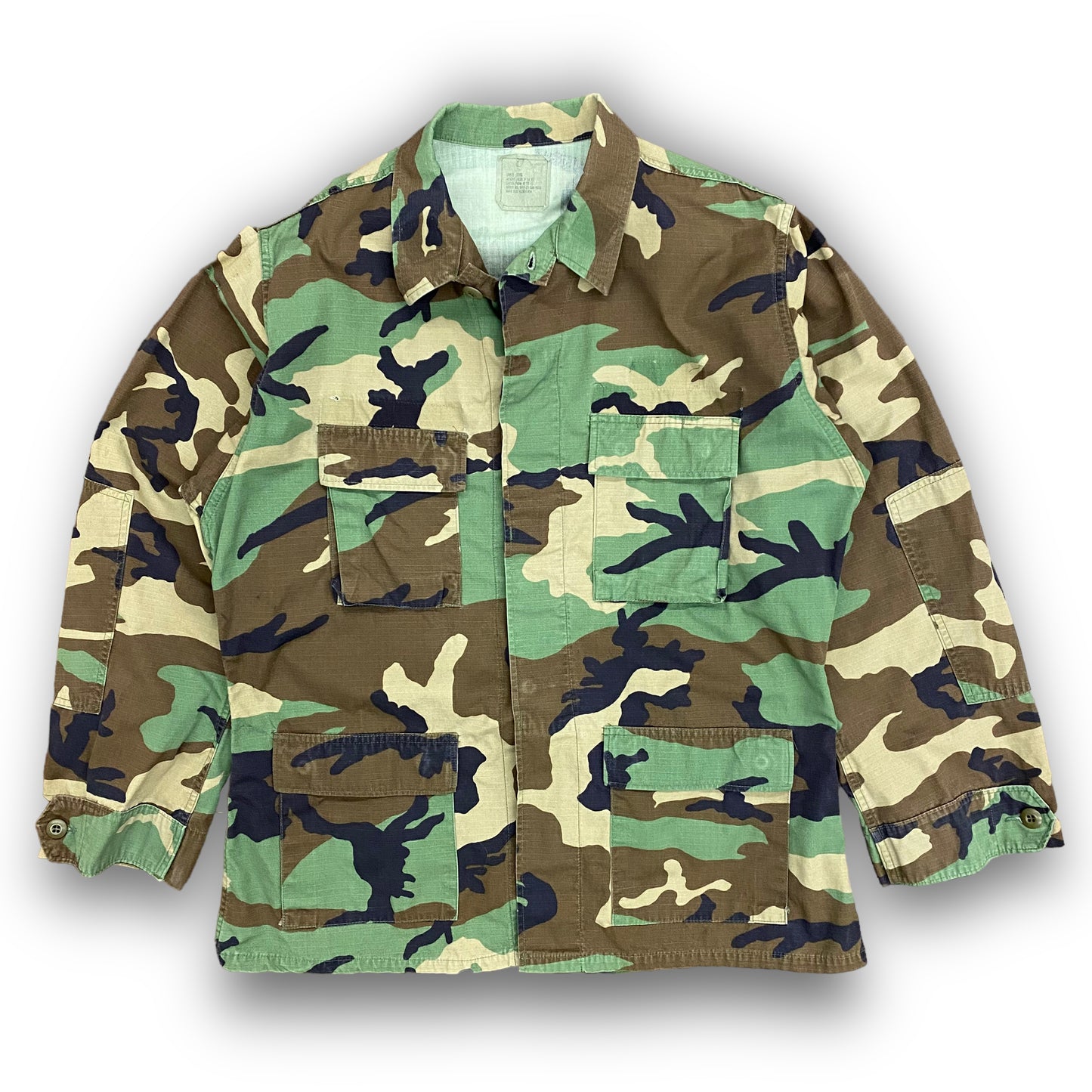 1990s US Woodland Camouflage Military Jacket - Size Large