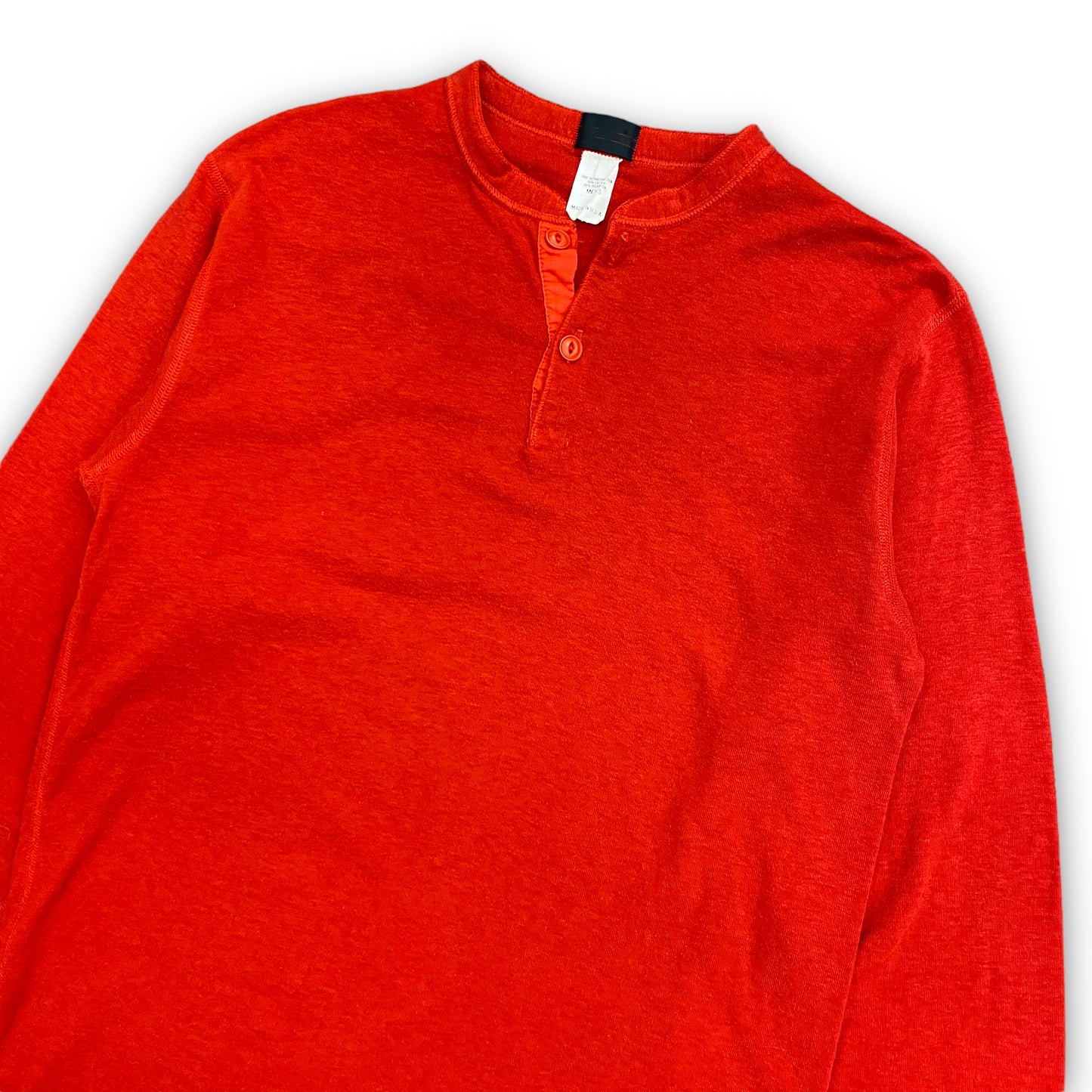 Vintage 1980s Red Thermal 2-Button Henley Shirt - Size Medium