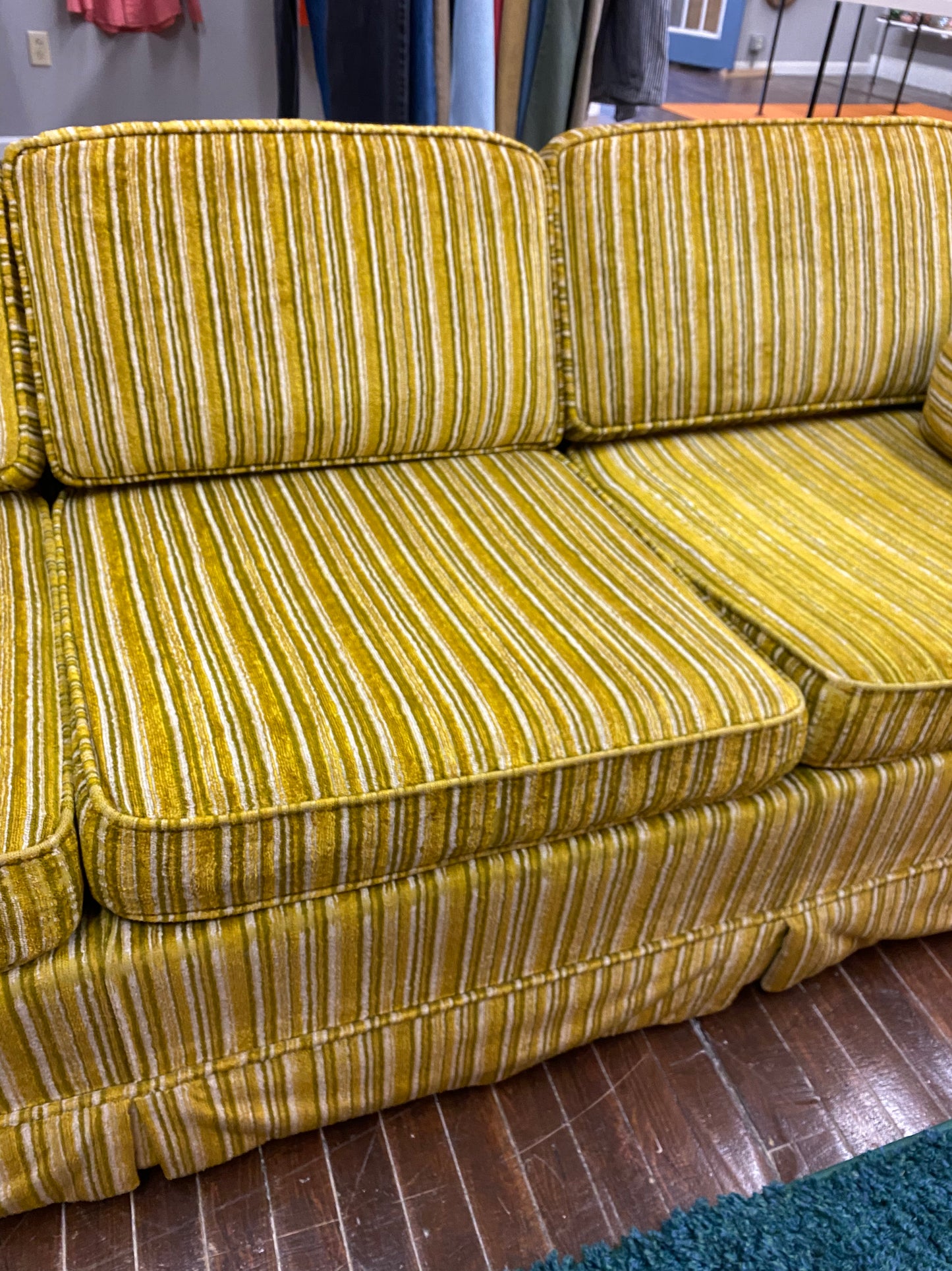 Vintage 1970s Dwyer’s Brothers Yellow Velour Sofa
