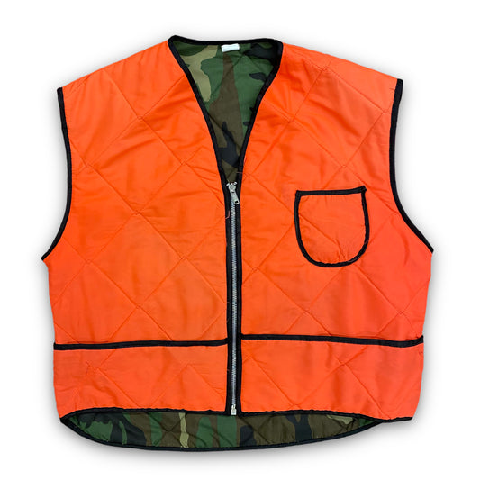 1980s Camouflage/Blaze Orange Reversible Vest - Size XL