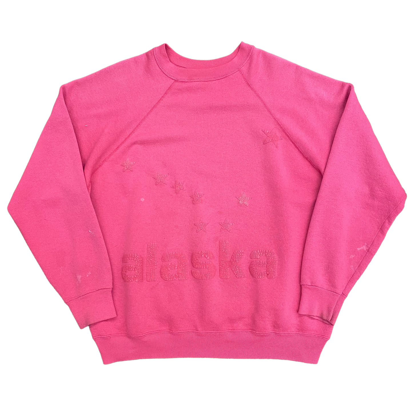 Vintage 80s “Alaska” Pink Puff Print Crewneck Sweatshirt - Size Medium