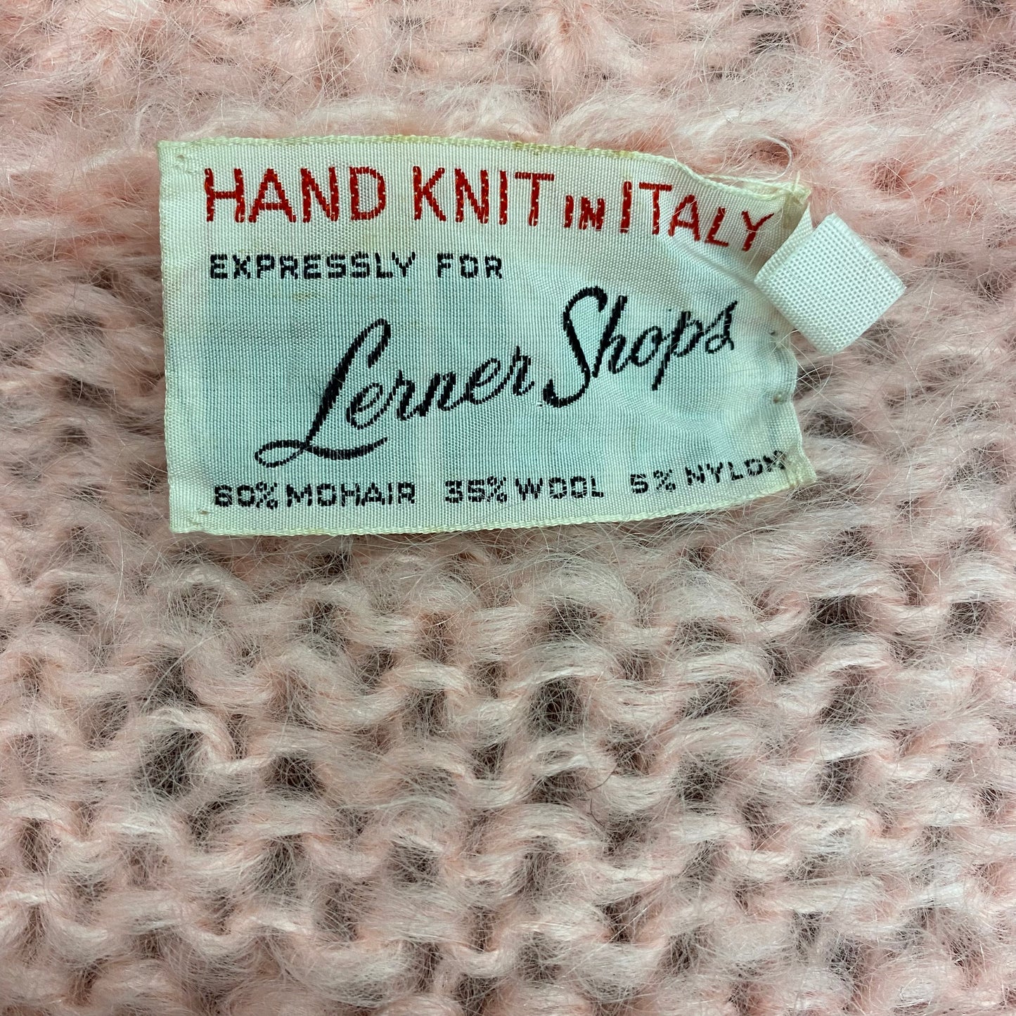 1970s Pink Mohair Blend Italian Hand Knit Sweater - Size Medium