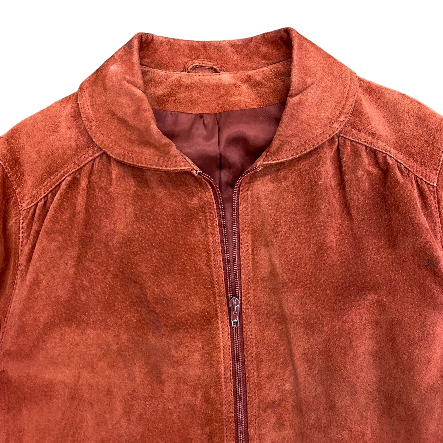 Vintage Red Suede Peter Pan Collar Jacket - Size Medium