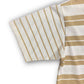 Early 1980's Single Stitch White & Tan Striped Tee - Size Medium