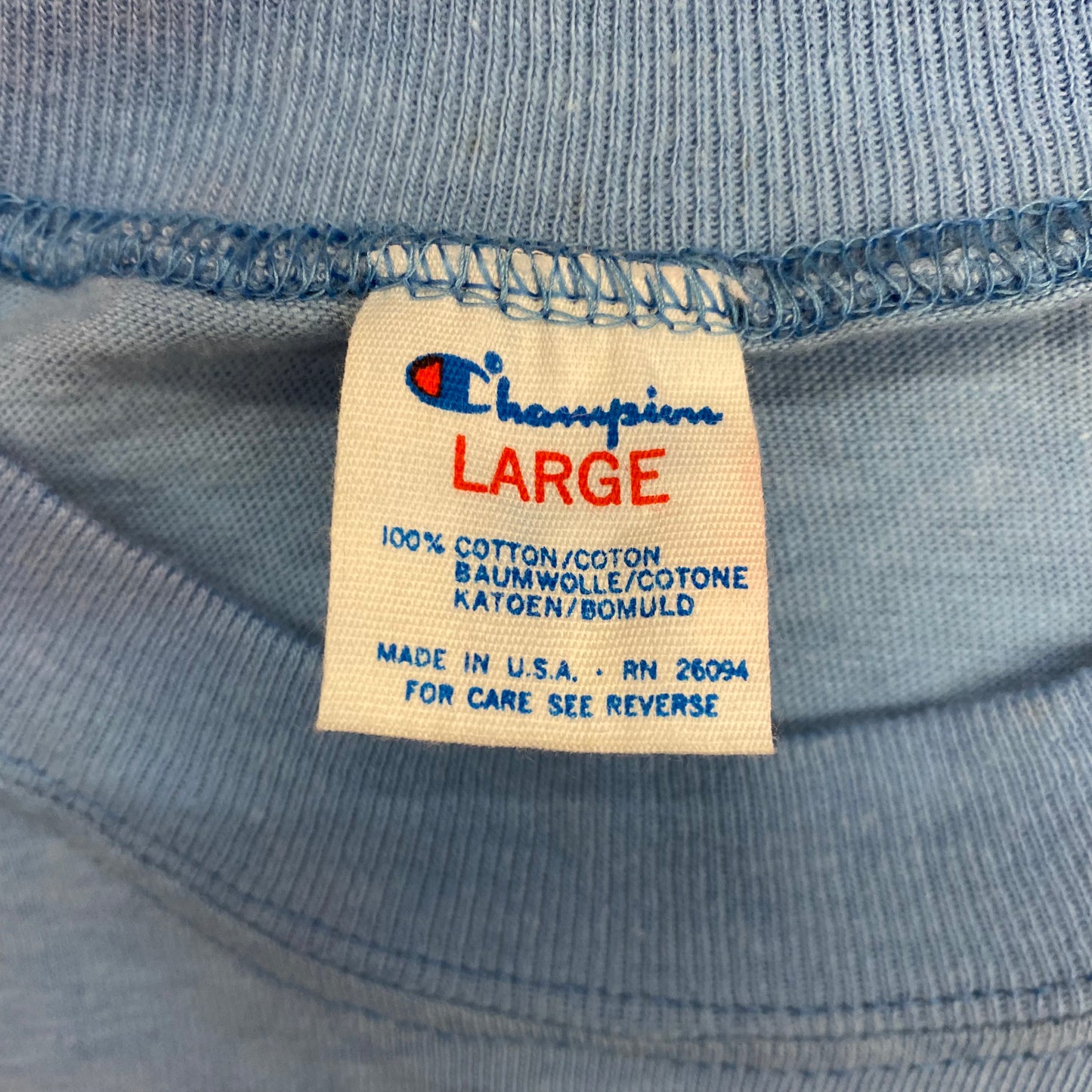 1980s Champion Canandaigua Lake Light Blue Long Sleeve - Size Large