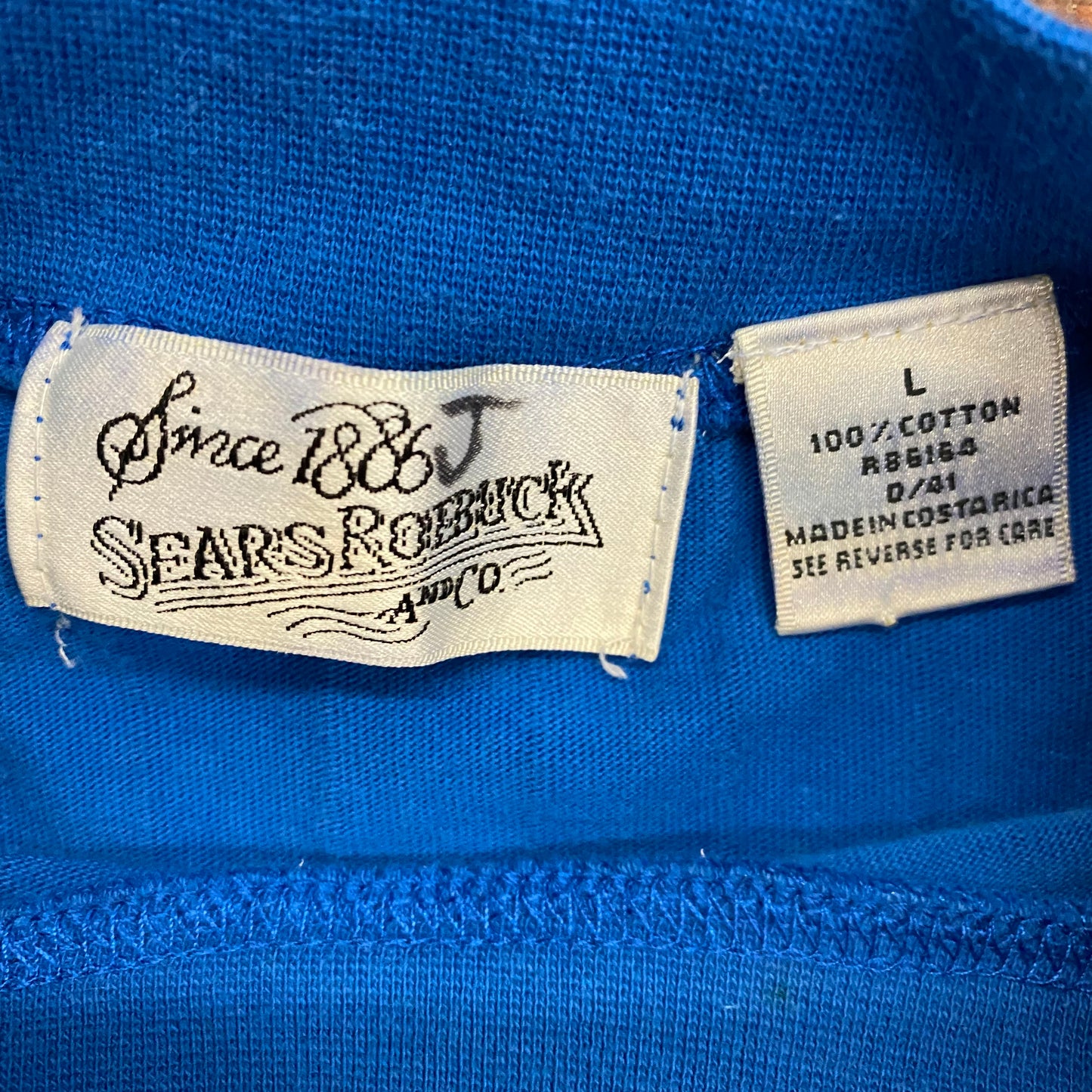 Vintage Sears Roebuck Pinstripe Mockneck Long Sleeve Shirt - Size Large