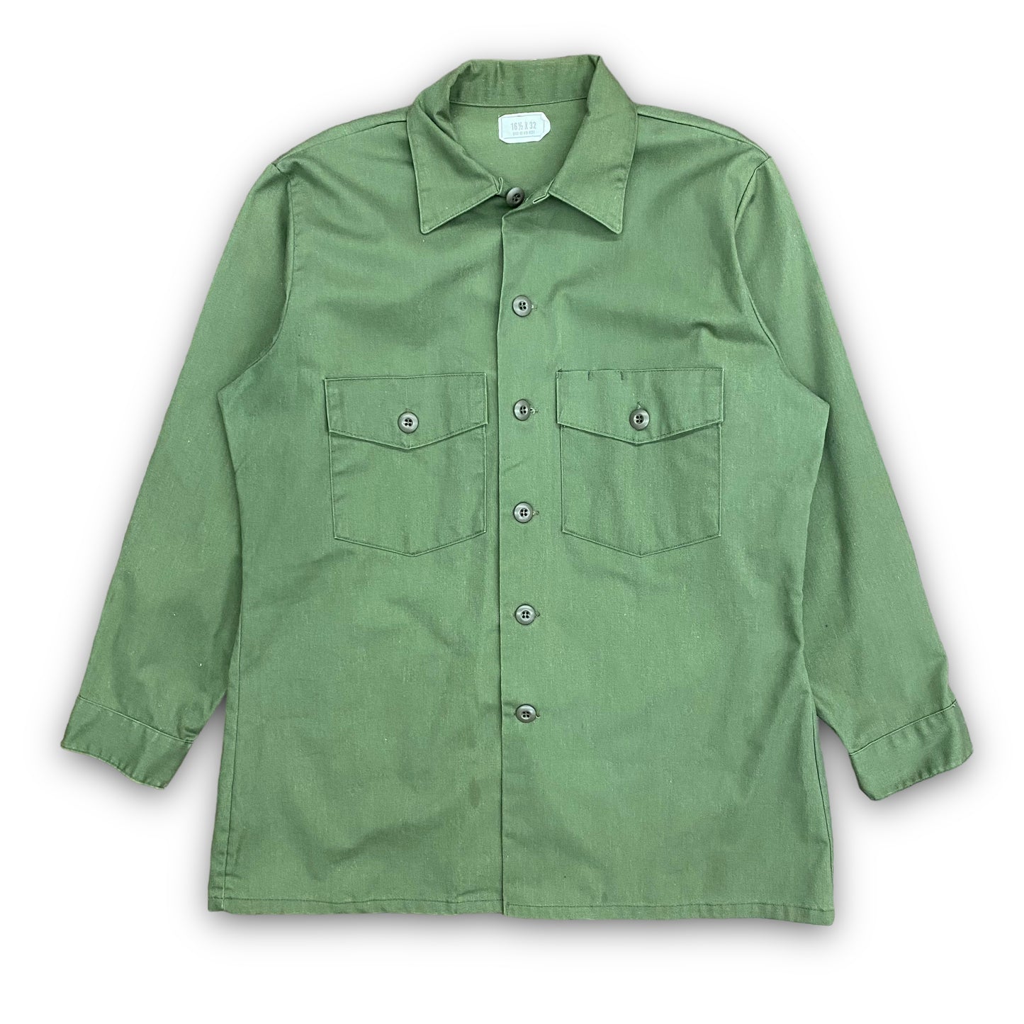 Vintage Olive Green Military Issue Button Up - Size Large