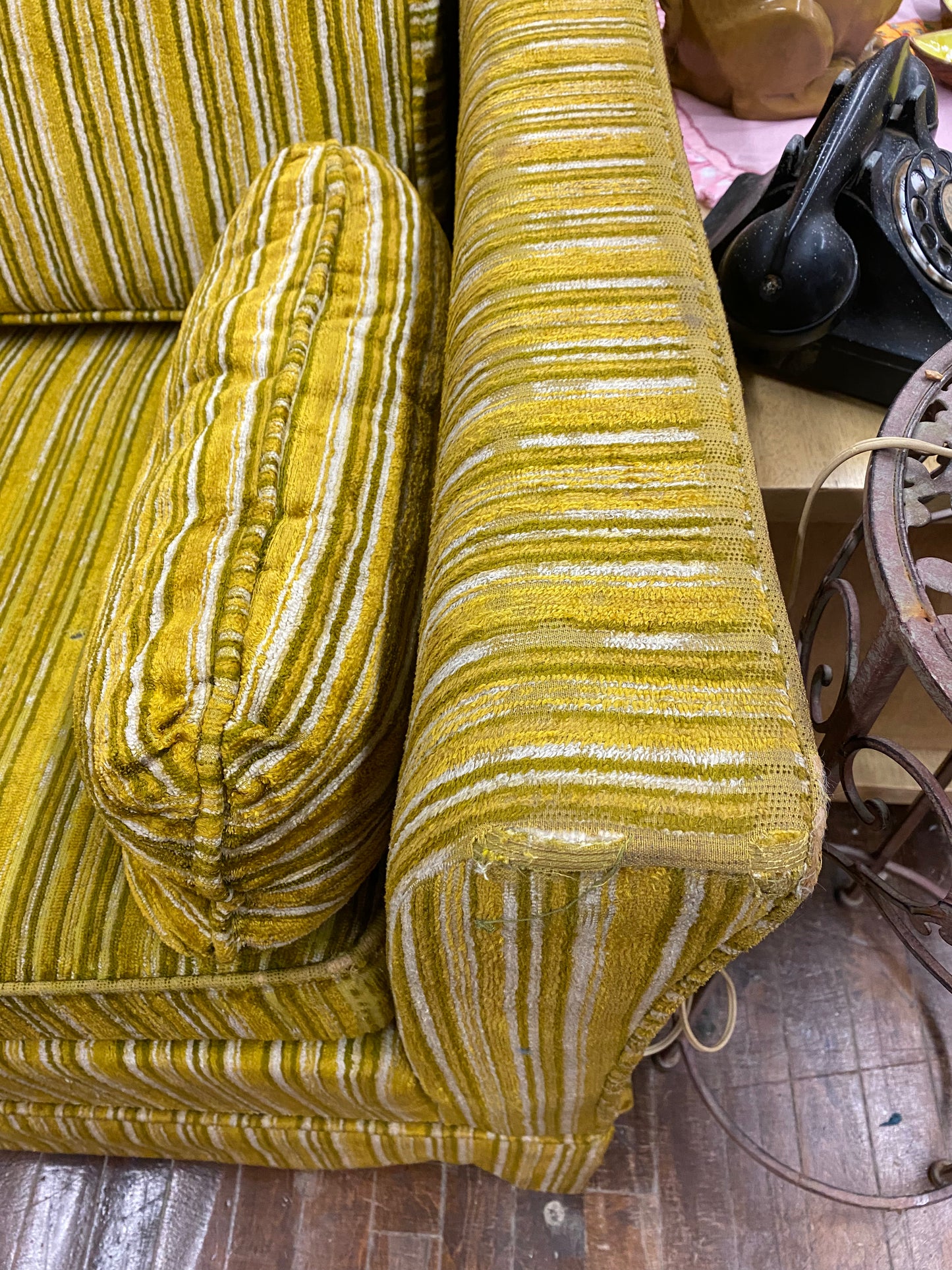 Vintage 1970s Dwyer’s Brothers Yellow Velour Sofa