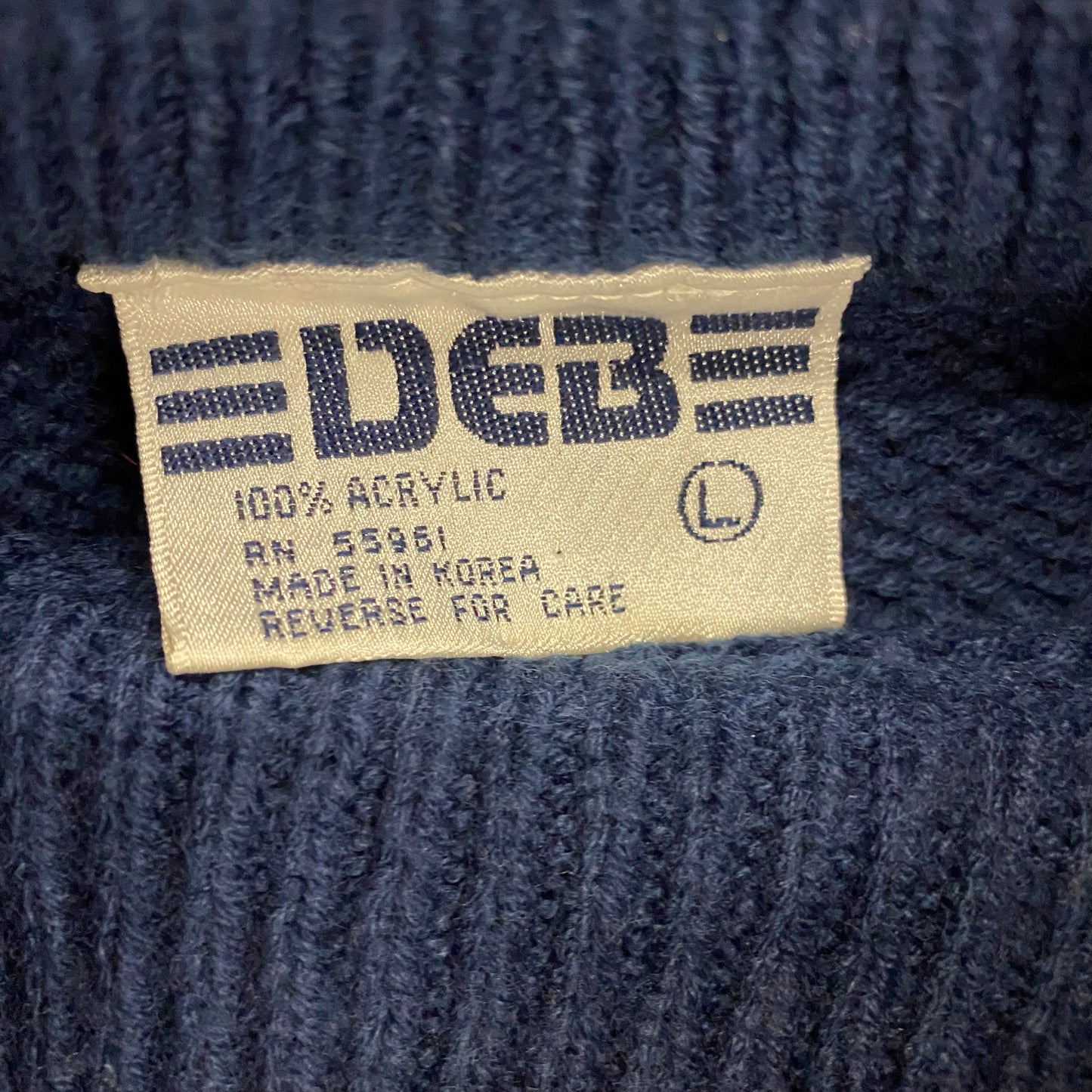 Vintage 1980s DEB Navy Blue Knit Dog & Bows Sweater - Size Large